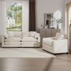 Modern Fabric Living Room Sofa Two Pieces Set, Two 2-Seater Sofas with 8 Cushions,Upholstery Large Deep Seat Sofa Set, Light Beige Corduroy Fabric