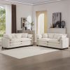 Modern Fabric Living Room Sofa Two Pieces Set, Two 2-Seater Sofas with 8 Cushions,Upholstery Large Deep Seat Sofa Set, Light Beige Corduroy Fabric