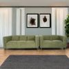 Green Suede Loveseat and Sofa Set for Living Room, Modern DÃ©cor Couch Sets for Living Room, Bedrooms with Solid Wood Frame
