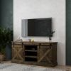 Bridgevine Home Farmhouse 66 inch TV Stand Console for TVs up to 80 inches, No Assembly Required, Barnwood Finish