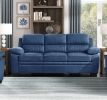 Modern Living Room 3pc Sofa Set Plush Comfortable Sofa Loveseat Chair Blue Textured Fabric Channel Tufting Solid Wood Furniture
