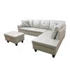 Silver Green Faux Leather Living Room Sofa Set B