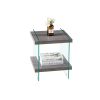 17.72" Sleek and Sturdy Tempered Glass Leg Side Table with Dual MDF Shelves, Modern nightstand end table for living roon, bedroom, transparent/gray