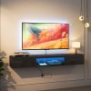Floating TV Stand Wall Mounted with 16 Color LEDs,63" Modern TV Stand, Floating TV Cabinet Entertainment Center for 55 60 65 Inch TV,Black