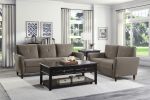 Modern Living Room Sofa Set 2pcs Comfort Sofa Loveseat Plush Seatbacks Tufted Detail Brown Velvet Upholstery Solid Wood Frame Furniture