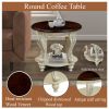 Living Room Coffee Table Set, Coffee Table & Two End Side Table 3-Piece Set for Office, Living Room, Apartment, Beige and Espresso Top