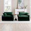 Green Corduroy,Luxurious and Sophisticated Deep Seated Sofa Set with Two Single Deep Seat Sofa Suitable for Living Room and Office