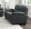 Modern Living Room 3pc Sofa Set Plush Comfortable Sofa Loveseat Chair Dark Gray Textured Fabric Channel Tufting Solid Wood Furniture