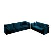 Sofa Set of 2 Chenille Couch, 2+3 Seater Sofa Set Deep Seat Sofa, Modern Sofa Set for Living Room, Blue Chenille