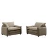 Tan Corduroy,Luxurious and Sophisticated Deep Seated Sofa Set with Two Single Deep Seat Sofa Suitable for Living Room and Office