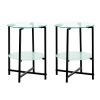 2-piece set (Clear) Tempered Glass End Table, Round Coffee Table for Bedroom Living Room Office