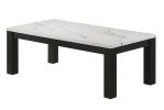 White Black 3-Piece Living Room Table Set Faux Marble Table Top Cocktail Table and Two Matching End Tables Wooden Furniture