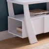 Contemporary TV Stand with Four Shelves and One Drawer - White