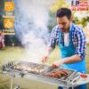 Foldable BBQ Grill Portable Charcoal Barbeque Grill Stainless Steel BBQ Grill For Picnic Camping Backyard Cooking