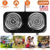 2000W Electric Double Burner Portable Coil Heating Hot Plate Stove Countertop RV Hotplate with Non Slip Rubber Feet 5 Temperature Adjustments