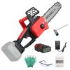 12Inch Electric Cordless Chainsaw With 2Pcs 21V 3.0Ah Battery and Charger Brushless Battery Operated Handheld Chainsaw With Auto Oiler Safety Switch F
