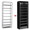 iMounTEK 10 Tiers DIY Shoe Cabinet Dustproof Easy Assemble Tidy Shoe Rack Non-Woven Fabric Holding 27 Pair Shoes Black
