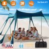 10x10FT Beach Canopy Tent Sun Shelter UPF50+ UV Protection Outdoor Beach Sun Shade with Sandbag Foldable Poles Carry Bag for Camping Trip Fishing Picn