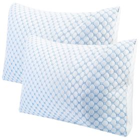 Cooling Memory Foam Pillow Ventilated Soft Bed Pillow w/ Cooling Gel Infused Memory Foam Heat Moisture Reducing Cooling Fiber Breathable Machine Washa (Option: CoolPillowKing2Pc)