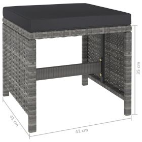 vidaXL 6 Piece Patio Dining Set with Cushions Poly Rattan Gray (Option: as picture)