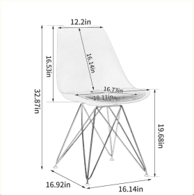 Modern Dining Chairs With Shell Resting Area, Plastic Seats And Golden Steel Legs (Color: Grey)