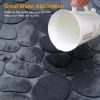2 Pcs/Set Bathroom Rugs Luxury Flannel Non-Slip Bathroom Rugs Set Soft Pebbles Shower Absorbent Carpet U-Shaped Toilet Mat Washable for Bathroom Entra