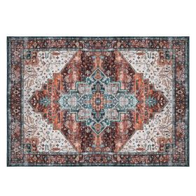 6x9FT Vintage Area Rug Modern Non Slip Carpet Boho Low Pile Soft Rug Waterproof Machine Washable Rug for Living Room Bedroom Kitchen Dining Room Under (Option: AreaRug69FTType3)