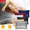 2 Pack Soft Silky Satin Pillow Case Hypoallergenic Breathable Bed Pillow Cover Queen Size Pillowcase Great for Hair Skin