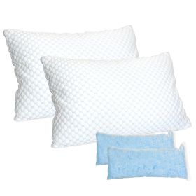 2 Pack Shredded Memory Foam Pillows Adjustable Cool Pillows with Extra Filling Machine Washable Cover for Side Back Stomach Sleepers (Option: PillowQueen2Pc)