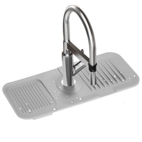 Faucet Splash Mat 14.56x5.51in Silicone Sink Drying Mat Water Drip Catching Tray Water Drainage Pad Sponge Soap Holder for Kitchen Bathroom Sink Fauce (Option: SinkSplashGuardGrey)