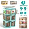 3Pcs Foldable Storage Bins with Lid 4 Doors Collapsible Stackable Closet Organizer Containers with Lock 4Pcs Wheels