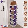 6 Tier Foldable Shoe Rack Vertical Shoe Organizer Narrow Shoe Rack for Small Spaces Space Saving Free Standing for Corner Entryway Hallway Bedroom
