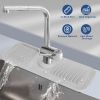 Faucet Splash Mat 14.56x5.51in Silicone Sink Drying Mat Water Drip Catching Tray Water Drainage Pad Sponge Soap Holder for Kitchen Bathroom Sink Fauce