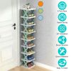 9Tier Narrow Entryway Shoe Rack Plastic Vertical Shoe Organizer Space Saving Free Standing Shoes Storage Shelf Closet Hallway
