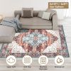 6x9FT Vintage Area Rug Modern Non Slip Carpet Boho Low Pile Soft Rug Waterproof Machine Washable Rug for Living Room Bedroom Kitchen Dining Room Under
