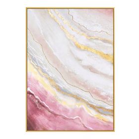 Hand Painted Gold Foil Abstract Oil Painting Wall Art Modern Minimalist Pink Marble Picture Canvas Home Decor For Living Room No Frame (size: 100X150cm)