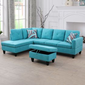 Green Flannel Living Room Sofa Set (Color: Green)