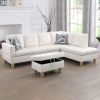 66.5" White Microfiber 3-Piece Living Room Sofa Set