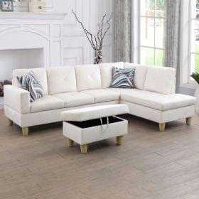66.5" White Microfiber 3-Piece Living Room Sofa Set (Color: White)