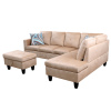 Beige Flannel Living Room Sofa Set