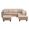 Beige Flannel Living Room Sofa Set