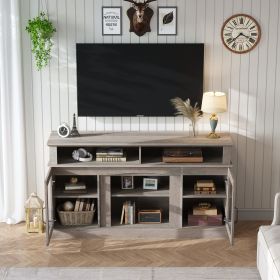 58 Inch TV Stand with Storage Cabinet and Shelves, TV Console Table Entertainment Center for Living Room,Bedroom (Color: as Pic)