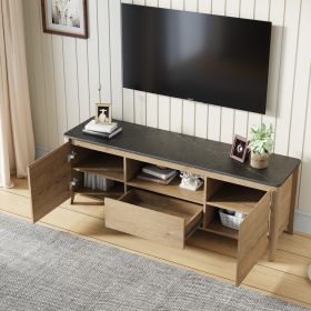 58 Inches Modern TV stand with LED Lights Entertainment Center TV cabinet with Storage for Up to 80 inch for Gaming Living Room Bedroom (Color: as Pic)