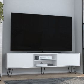 Vassel TV Stand, Entertainment Unit with Hinged Drawers and Hairpin Legs (Color: as Pic)