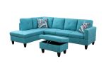 Green Flannel Living Room Sofa Set