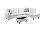 66.5" White Microfiber 3-Piece Living Room Sofa Set