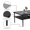 Coffee Table and End tables Set of 3, Tempered Glass Table with MDF layer, Modern Tables for Living Room , Gray Glass