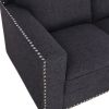 Black Linen Living Room Sofa Set
