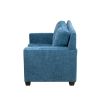 Blue Linen Living Room Sofa Set