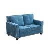 Blue Linen Living Room Sofa Set